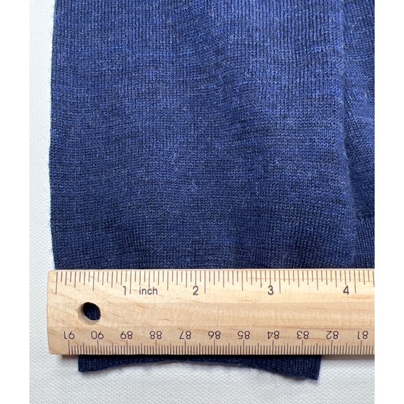 H&M Mens XL 100% Merino Wool Crew Neck Heather Navy Blue Lightweight Pullover - Picture 4 of 7